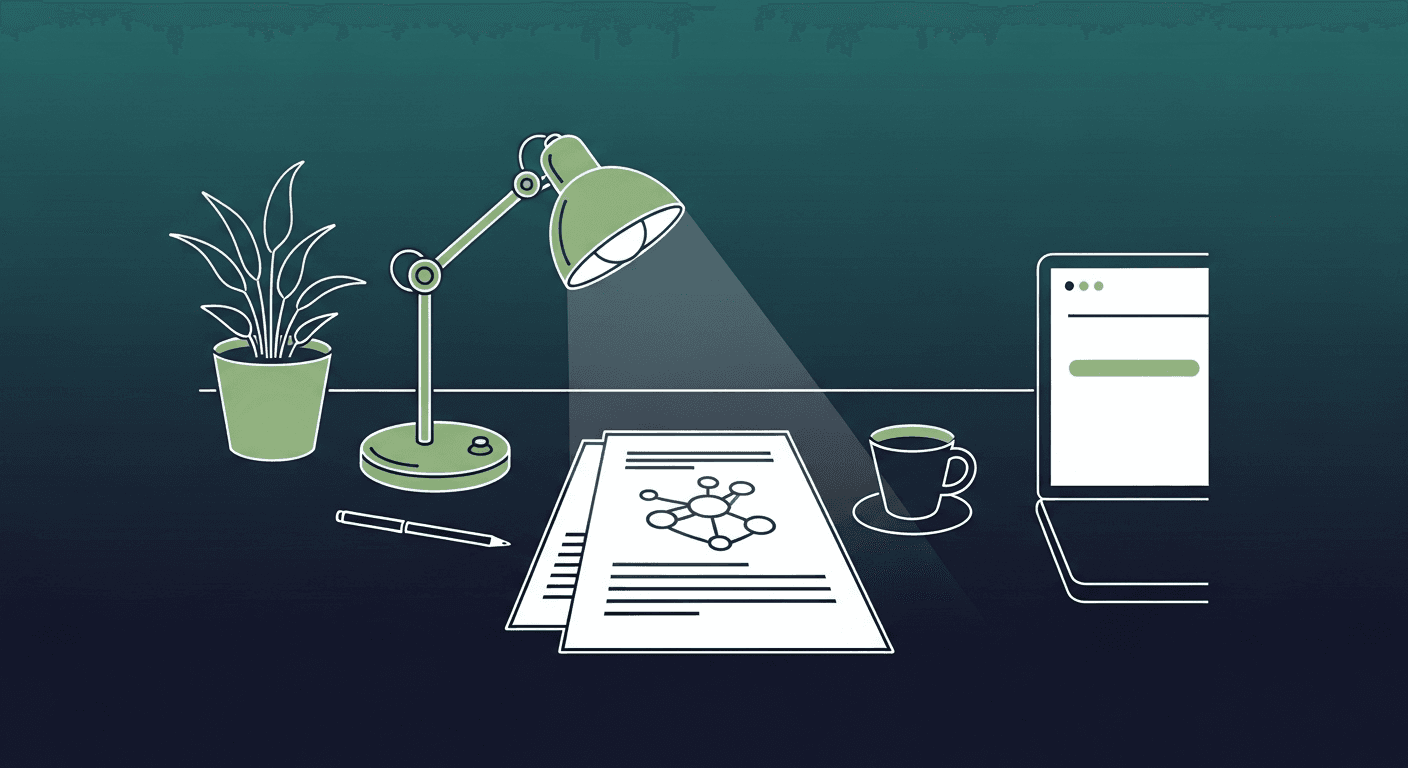 researcher reading desk